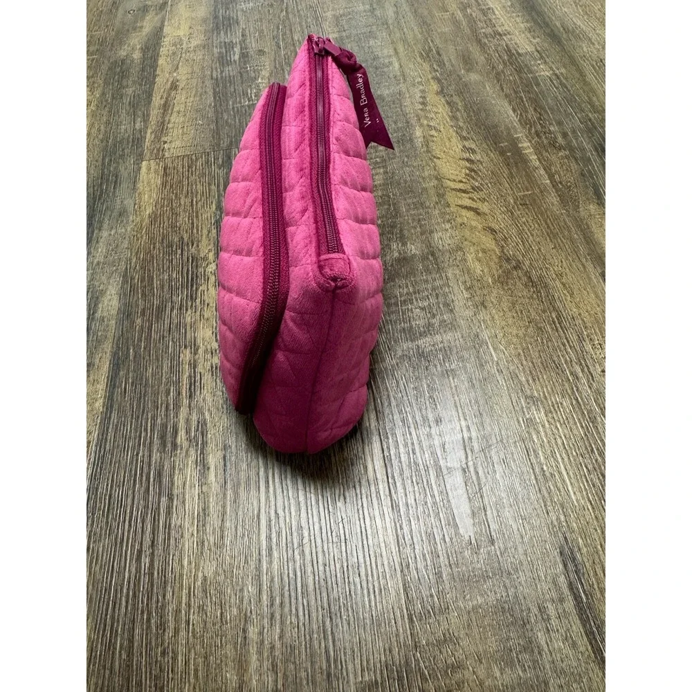 Vera Bradley Quilted Velvet Cosmetic Bag Magenta Pink Travel Makeup Organizer